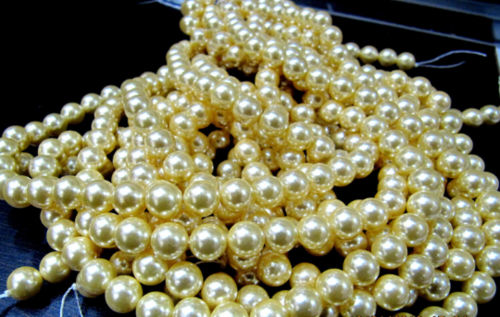 Pearl beads Golden Color Round beads 6 to 7mm Strand 15 to 16 inch Long