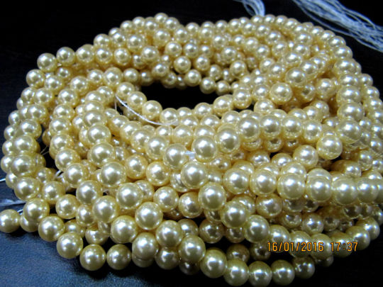 Pearl beads Golden Color Round beads 6 to 7mm Strand 15 to 16 inch Long