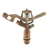 Brass Impact Sprinkler - 1/2 Inch, Gold | Circular Coverage For Lawns, Gardens, And Agricultural Fields, Operating Pressure 20-40 Psi, Range 20-30 Ft