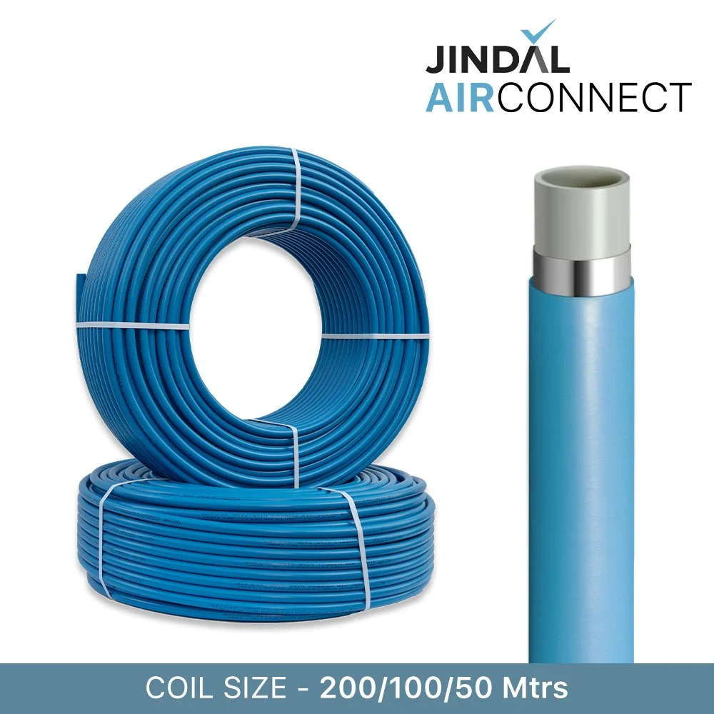 Mlc Piping System For Compressed Air - Pe-al-pe Material, 6 Meter Length, Blue Color, Round Shape | 10-year Warranty For Durability