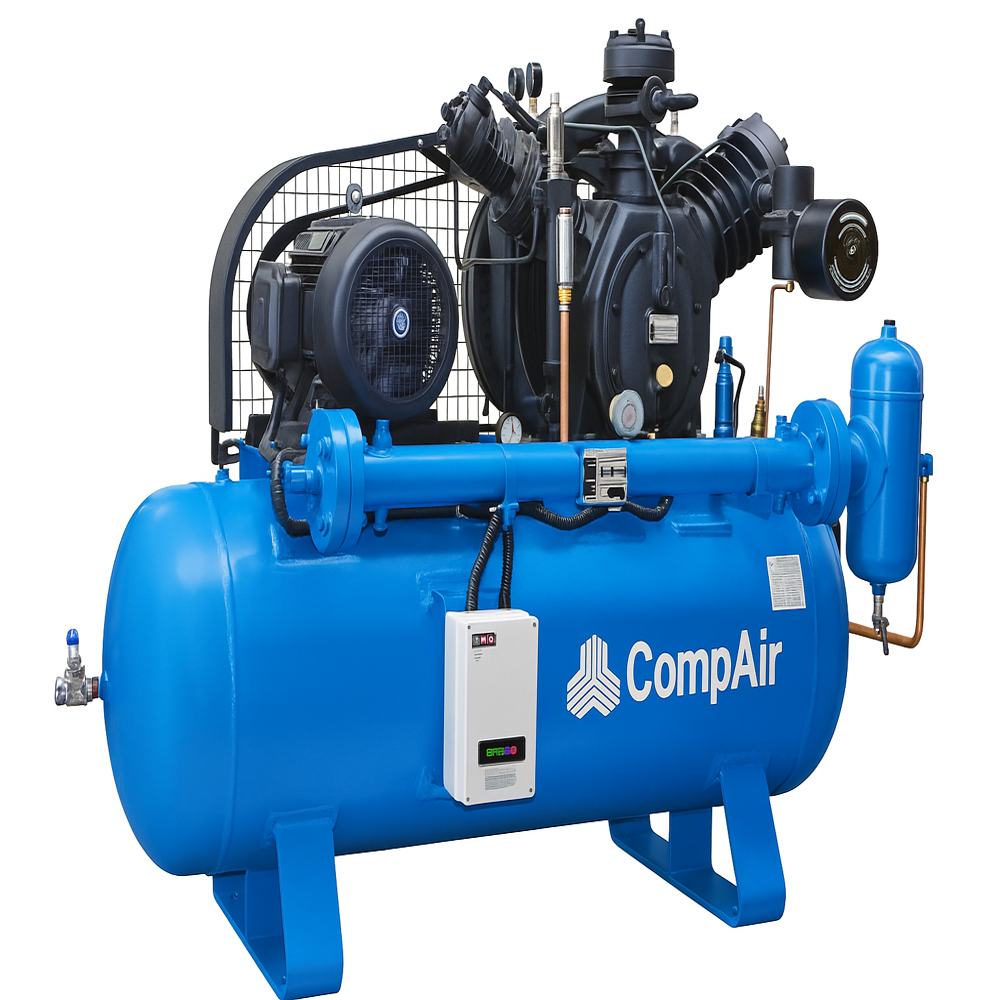 Reciprocating Air Compressor - Mild Steel, 220-240 Volt, 8-20 Bar Max Pressure | Electric-powered, Industrial Use, 18-month Warranty, Compact Design