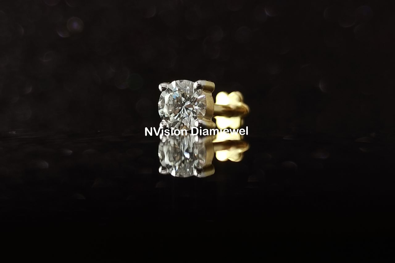 Yellow Gold Lab Grown Solitaire Nose pin