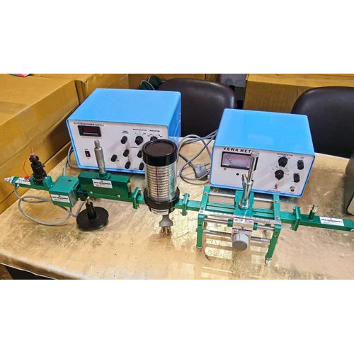 Green Colour Microwave Test Bench With Blue Colour Instruments