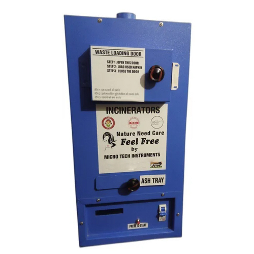 Face Mask And Sanitary Napkin Incinerator - Durable Steel, Electric-Powered, Automatic Operation , Stylish Blue Design for Hospitality Use