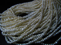 Natural Pearl Rondelle Plain 3mm Beads sold per Strand 13 inch Long