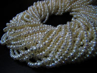 Natural Pearl Rondelle Plain 3mm Beads sold per Strand 13 inch Long