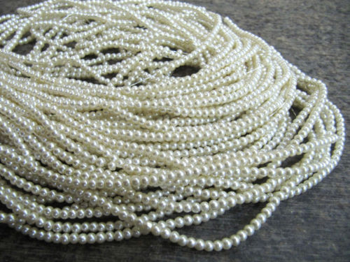 White Pearl 4mm Round Plain Beads sold per Strand 26 inch long Beads