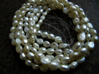Natural Fresh water Pearl Tumbled Shape 8X10mm Beads Strand 16 inches Long