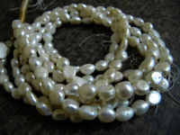 Natural Fresh water Pearl Tumbled Shape 8X10mm Beads Strand 16 inches Long