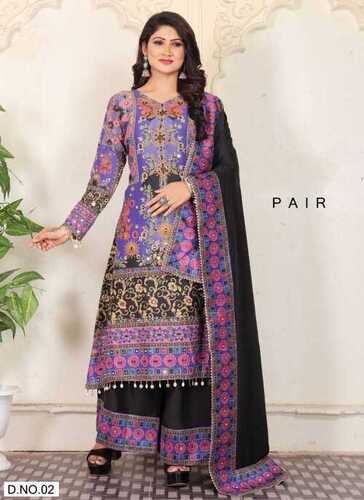 Heavy Fancy Plazzo Pair With Dupatta Set - Color: As Per Image