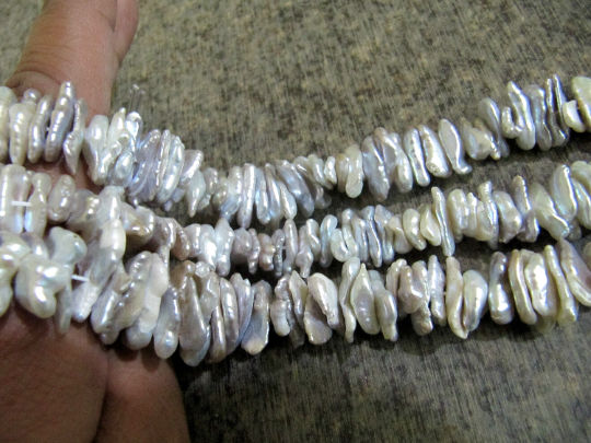 Natural Grey Pearl Freeshape Nugget 13 to 20mm Beads Strand 8 inches