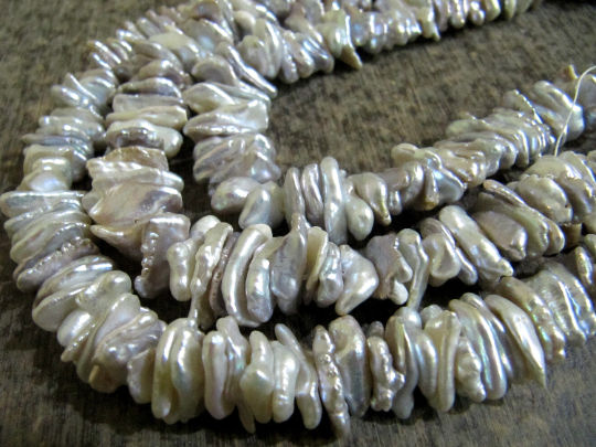 Natural Grey Pearl Freeshape Nugget 13 to 20mm Beads Strand 8 inches