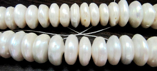 Natural Pearl Tyre shape Rondelle Plain Beads 15-16mm Strand 8inch long