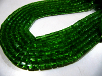 Peridot Hydro Quartz Cube Shape 5mm Plain Beads Per Strand 10 inches long