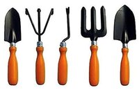Garden Tool Set - Iron Material, Round Shape, Handheld Design | Black Metal Parts, Ideal For Agricultural Use