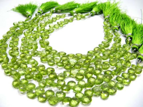 Natural Peridot Heart shape Faceted 5-6mm Beads Strand 8inches long