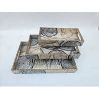 Wooden Printed Serving Tray Set