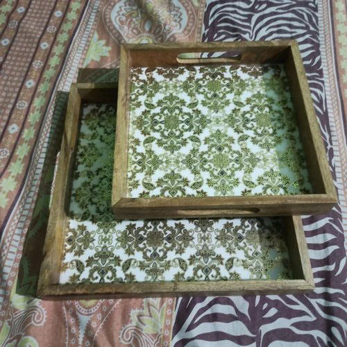 Wooden Square Tray Set - Material: Wood