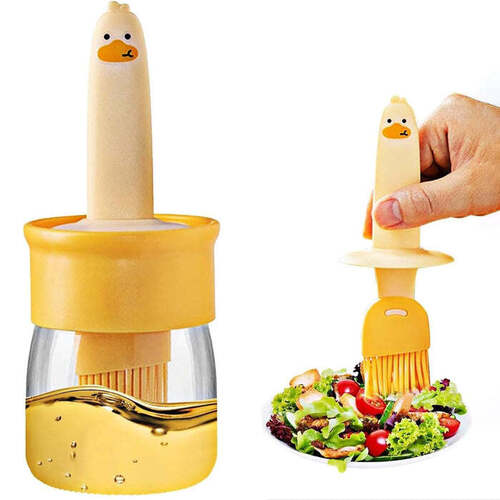 2 In 1 Oil Dispenser Bottle With Silicone Basting Brush