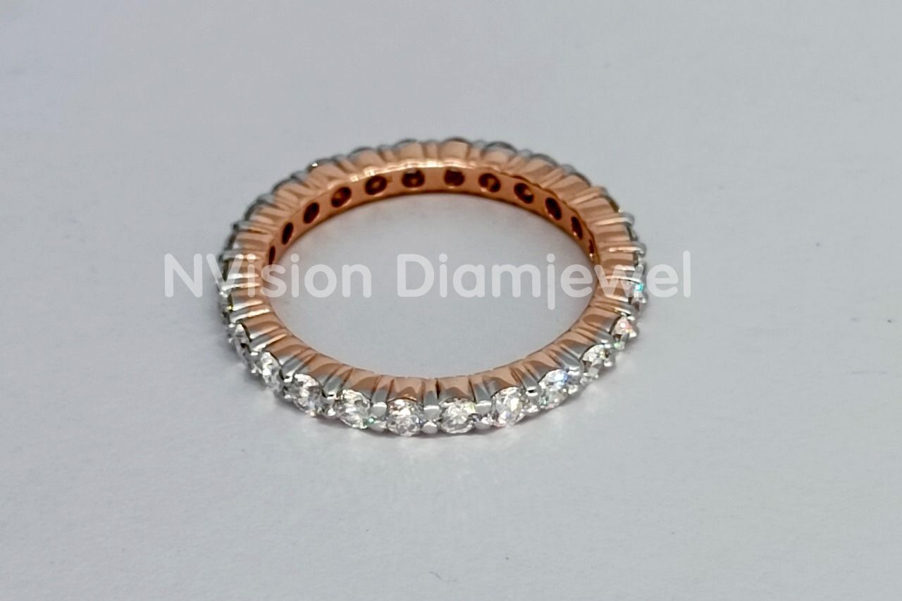 Round Rose Gold Natural Diamond Eternity Ring