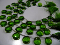 Green Peridot Hydro Quartz Heart shape Faceted 15mm Beads Strand 8inch long