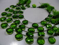 Green Peridot Hydro Quartz Heart shape Faceted 15mm Beads Strand 8inch long