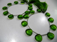 Green Peridot Hydro Quartz Heart shape Faceted 15mm Beads Strand 8inch long