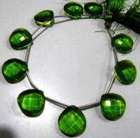 Green Peridot Hydro Quartz Heart shape Faceted 15mm Beads Strand 8inch long