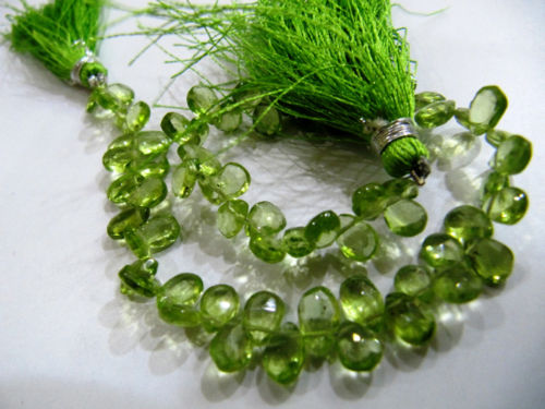 Natural Peridot Pear shape Briole 4x6mm to 4x8mm strand 8 inches long