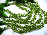 Natural Peridot Pear shape Briole 4x6mm to 4x8mm strand 8 inches long