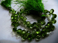 Natural Peridot Pear shape Briole 4x6mm to 4x8mm strand 8 inches long