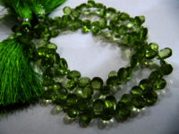 Natural Peridot Pear shape Briole 4x6mm to 4x8mm strand 8 inches long