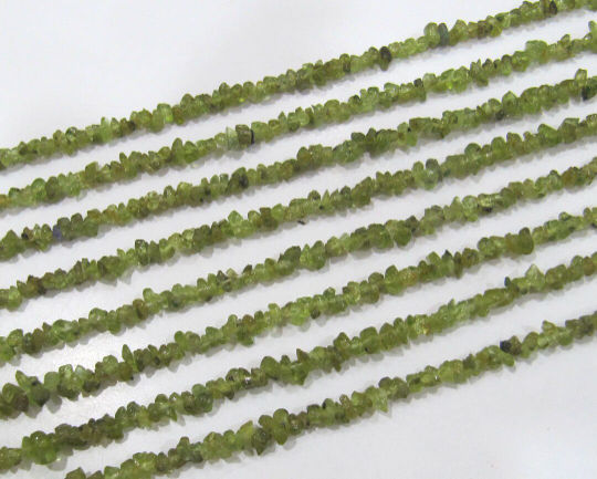 Natural Peridot Irregular Uncut Nugget 3-4mm Beads Strand 34 Inches Long