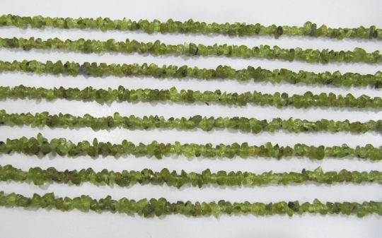 Natural Peridot Irregular Uncut Nugget 3-4mm Beads Strand 34 Inches Long