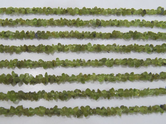 Natural Peridot Irregular Uncut Nugget 3-4mm Beads Strand 34 Inches Long