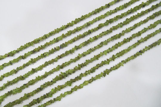 Natural Peridot Irregular Uncut Nugget 3-4mm Beads Strand 34 Inches Long