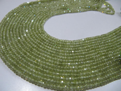 Natural Peridot color Cubic Zirconia Rondelle Faceted 3mm beads Strand 13'long