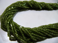 Natural Peridot color Cubic Zirconia Rondelle Faceted 3mm beads Strand 13'long