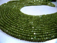 Natural Peridot color Cubic Zirconia Rondelle Faceted 3mm beads Strand 13'long