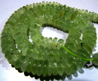 Natural Prehnite German Cut Plain Rondelle 6-10mm Graduated Beads 8 inch long