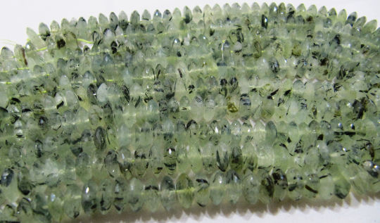 Natural Prehnite German Cut Rondelle Faceted 10mm Beads 8 inches long