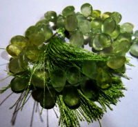 Natural Prehnite Faceted Pear Shape 7x12mm Beads Strand 8 inch long