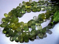 Natural Prehnite Faceted Pear Shape 7x12mm Beads Strand 8 inch long