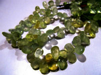 Natural Prehnite Faceted Pear Shape 7x12mm Beads Strand 8 inch long