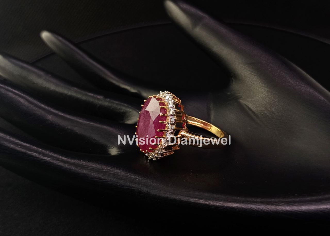 Burmese Ruby and Natural Diamond Ring.