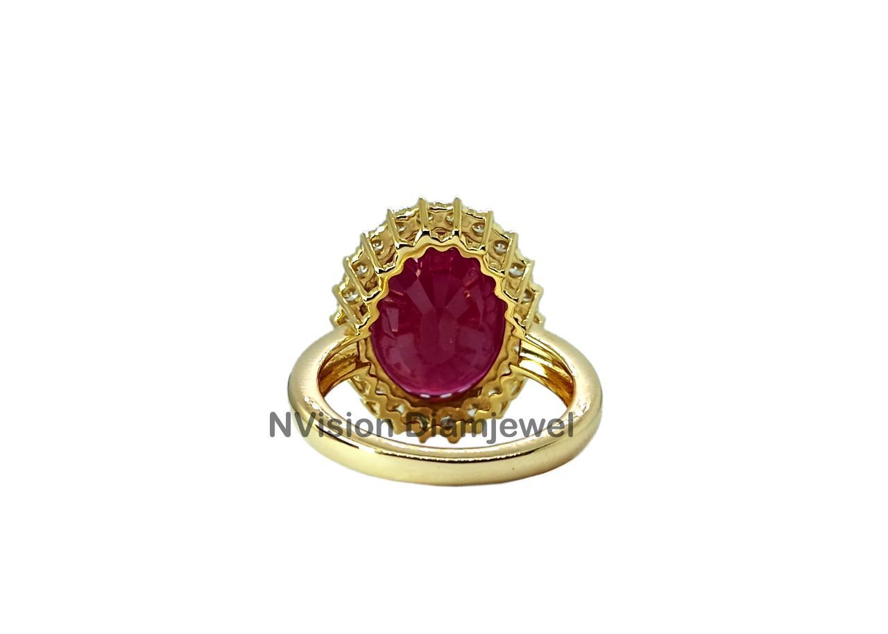 Burmese Ruby and Natural Diamond Ring.