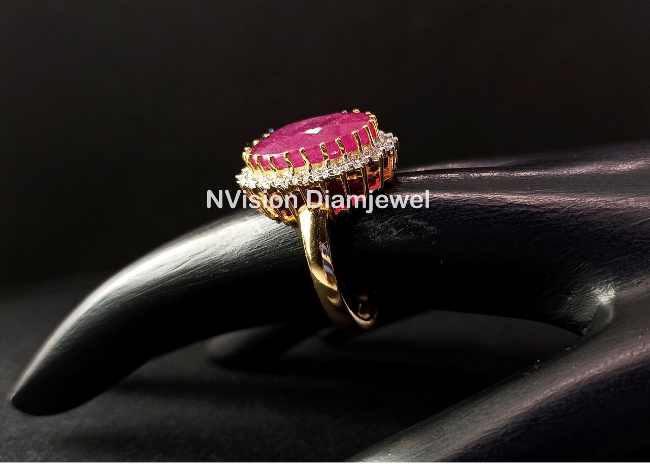 Burmese Ruby and Natural Diamond Ring.