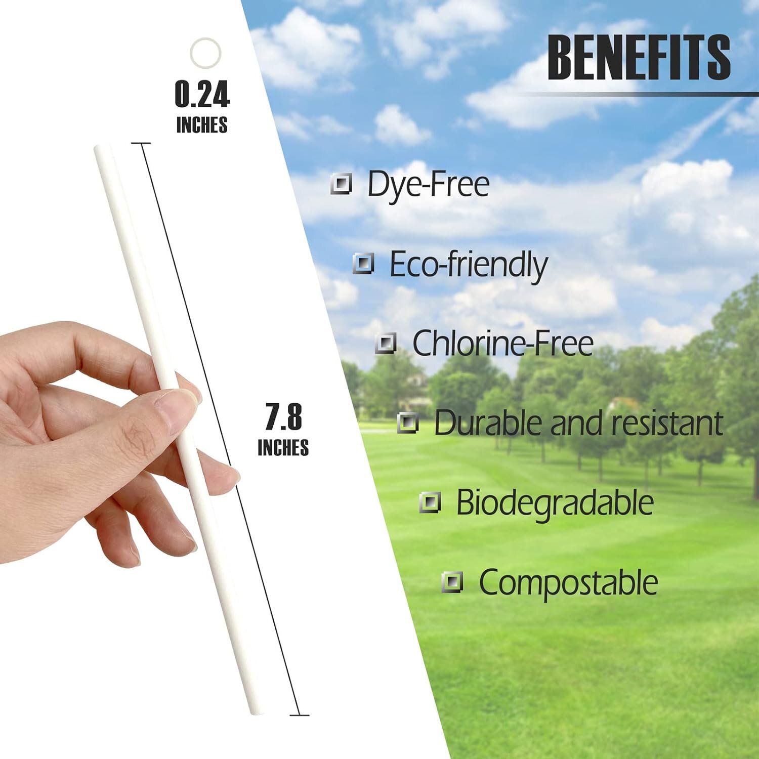 Plain Paper Straw (Single Straw Packing)