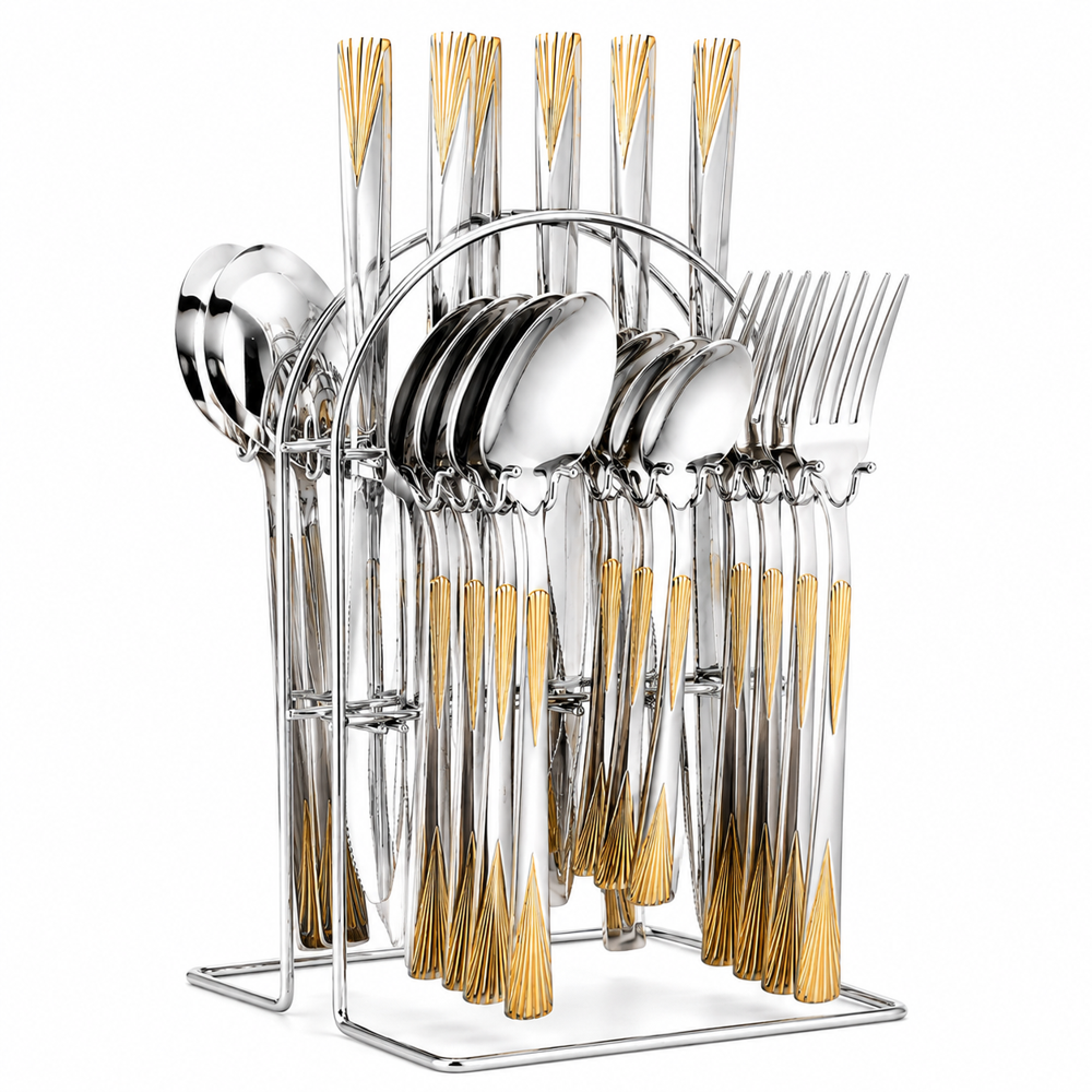 Premium Flatware Dinnerware Cutlery Tableware Set - Stainless Steel, Different Sizes Available, Modern Design, Polished Finish, Multiple Color Options