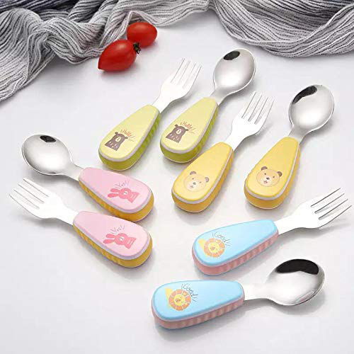 Stainless Steel Spoon And Fork Cutlery Set For Kids - Color: Different Available